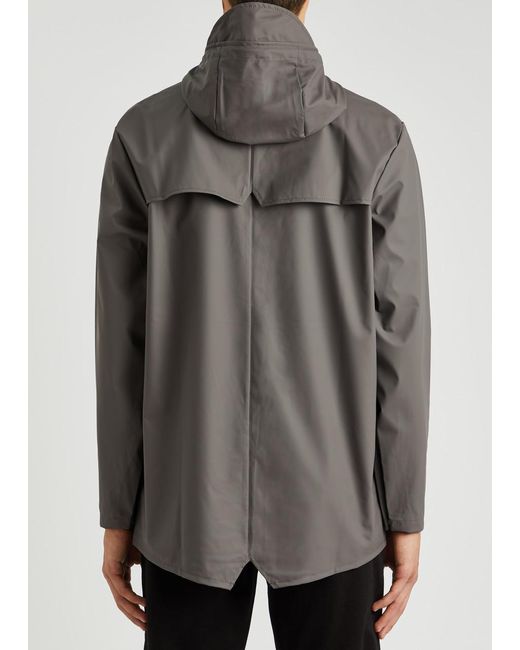 Rains Gray Short Matte Rubberised Raincoat for men