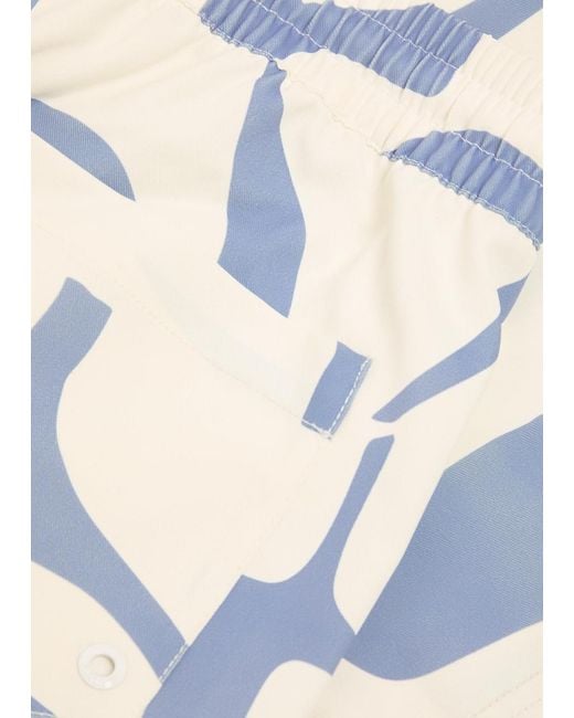 Raith Blue Massira Patterned Woven Swim Shorts for men