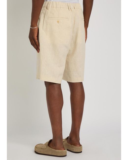 NN07 Natural Kay Pleated Linen Shorts for men