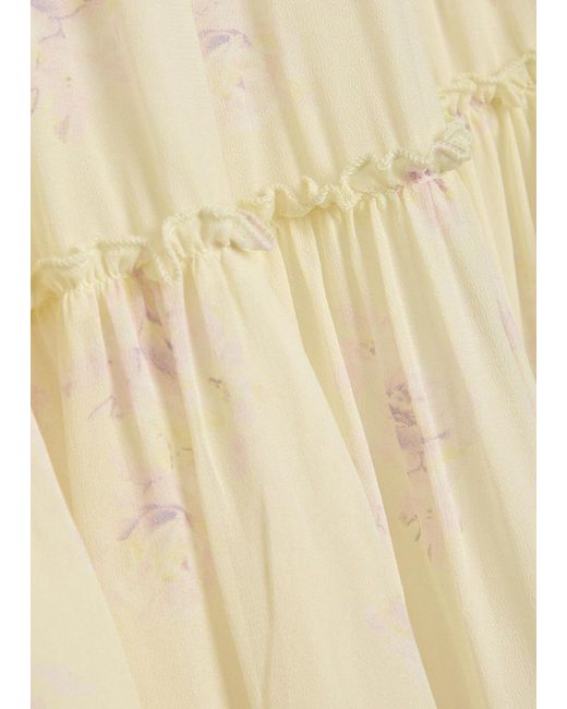LoveShackFancy Natural Positano Floral-Print Georgette Maxi Skirt