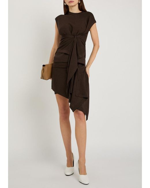 Lemaire Brown Buttoned-Panel Fine-Knit Mini Skirt