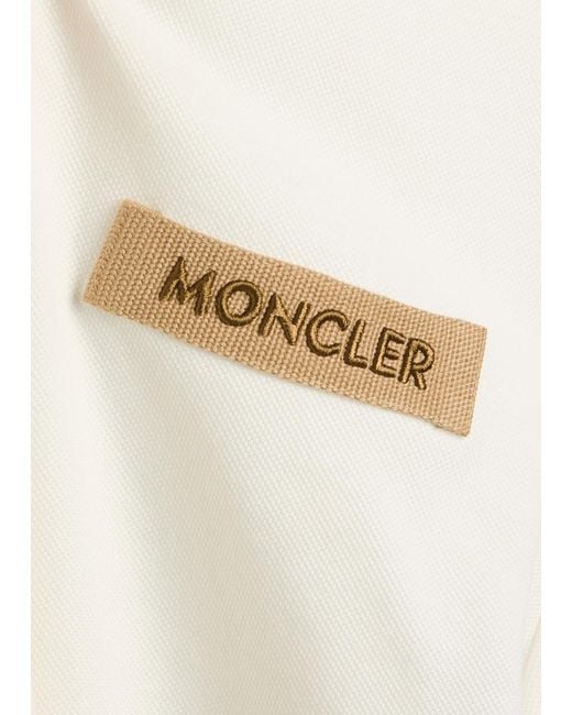 Moncler Natural Contrasting-Trim Piqué Cotton Polo Shirt for men
