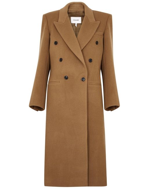 FRAME Natural Double-breasted Wool Coat