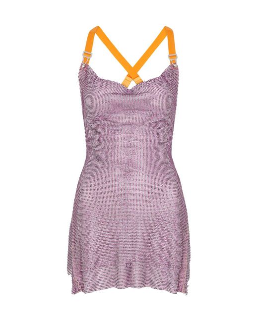 Poster Girl Calypso Crystal-embellished Chainmail Mini Dress in Purple ...