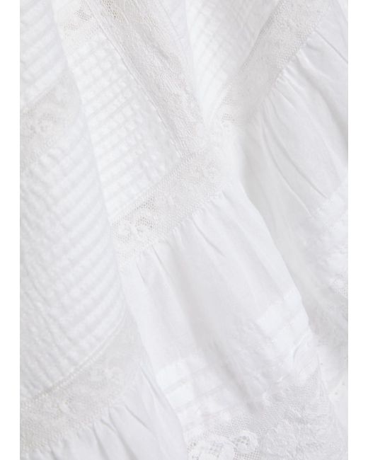 LoveShackFancy White Calyx Pintuck Cotton Maxi Dress
