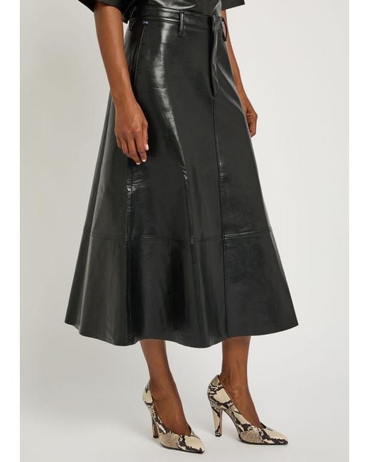 Citizens of Humanity Black Cassia Leather Midi Skirt