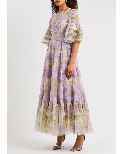 Needle & Thread Purple Wisteria Ingrid Ruffled Tulle Gown