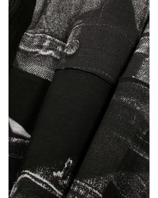 Jean Paul Gaultier Black Denim Trompe L'oeil Printed Stretch-jersey Mini Dress