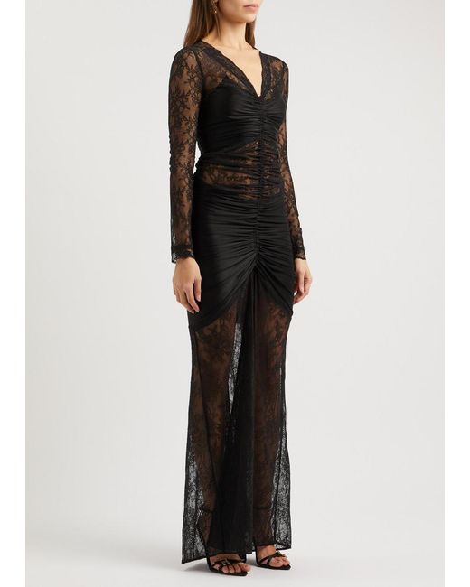 Rabanne Black Rabanne Stretch-Jersey And Lace Maxi Dress