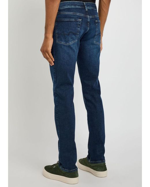7 For All Mankind Blue Slimmy Stretch-Denim Jeans for men