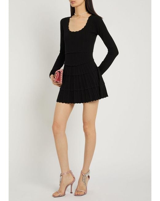 LoveShackFancy Black Pointelle Knit Mini Dress