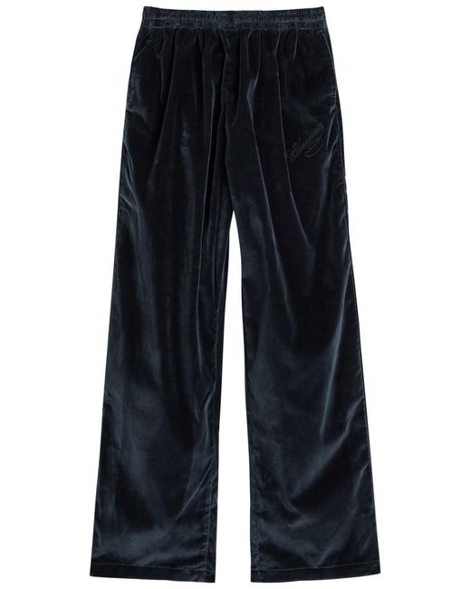 Willy Chavarria Blue Ruff Rider Straight-Leg Velour Trousers for men