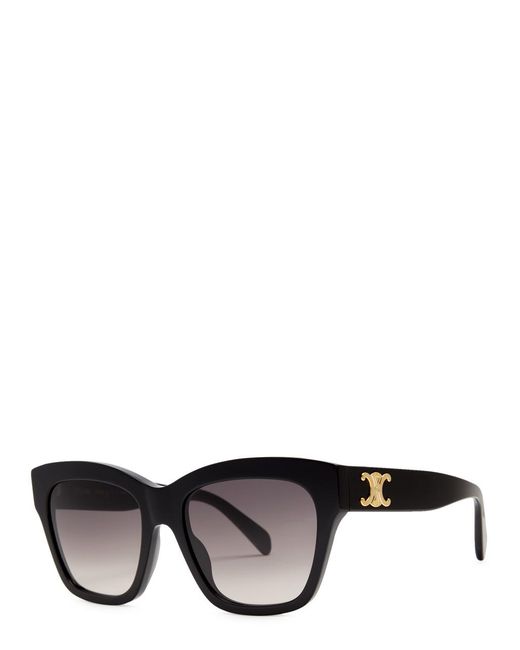 Céline Black Oversized Square-frame Sunglasses , Graduated Lenses, Designer Plaque At Temples, 100% Uv Protection