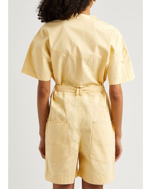 Isabel Marant Yellow Kiara Belted Cotton Playsuit