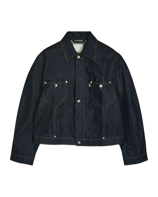 YMC Blue Raw Panelled Denim Jacket for men