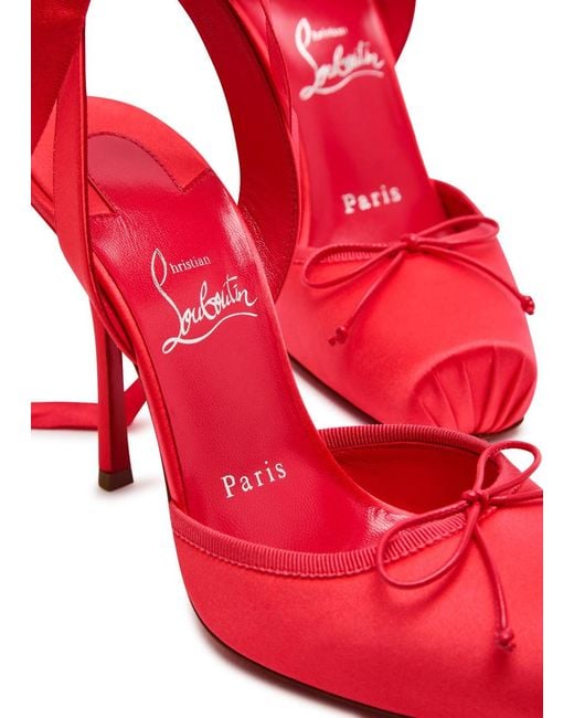 Christian Louboutin Red Cassia Lace Up 100 Crepe-Satin Pumps