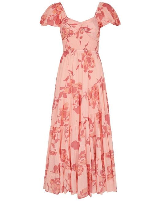 Free People Pink Sundrenched Printed Cotton Maxi Dress