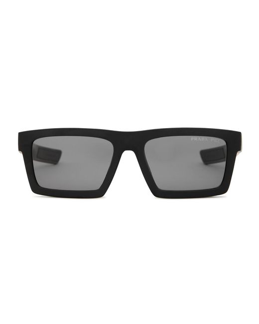 Prada Linea Rossa Black Rectangle-frame Sunglasses for men