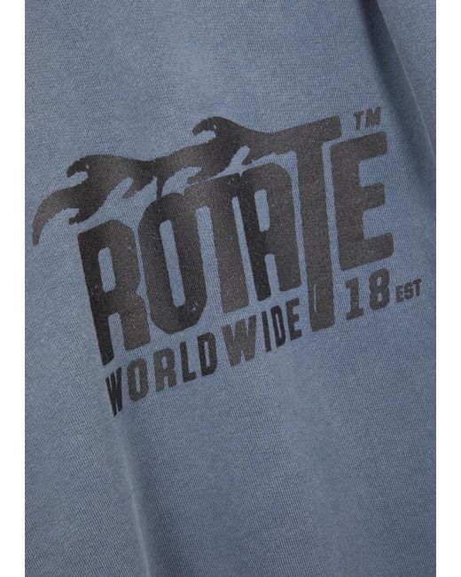 ROTATE SUNDAY Blue Enzyme Logo-print Cotton Sweatshirt