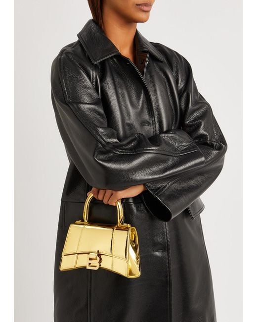 Balenciaga Hourglass Xs Metallic Leather Top Handle Bag