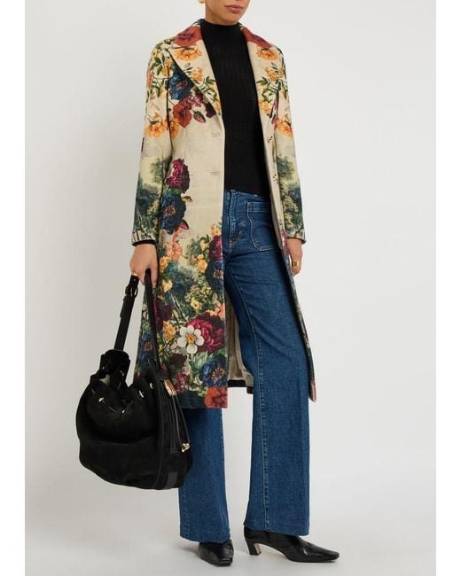 Alice + Olivia Multicolor Joelle Floral-Print Belted Coat