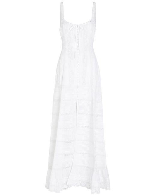 LoveShackFancy White Calyx Pintuck Cotton Maxi Dress