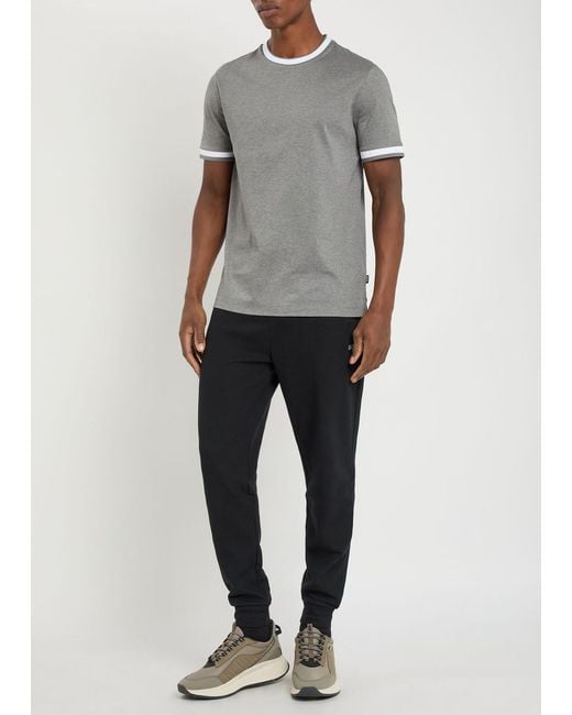 Boss Gray H-Tessler Logo-Print Cotton T-Shirt for men