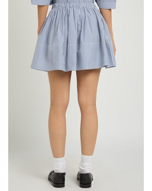 Suzie Kondi Blue Fousta Striped Cotton-Poplin Mini Skirt