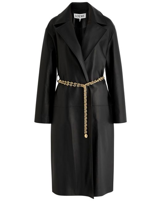 Loewe Black Belted Leather Coat