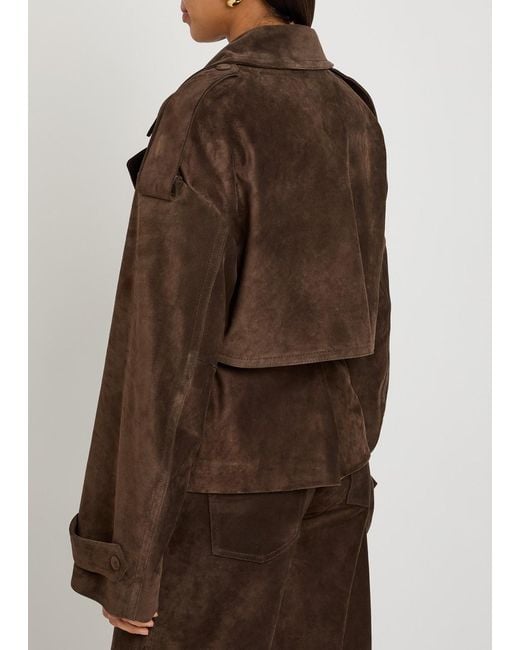 ARMARIUM Brown Flamina Belted Suede Trench Jacket