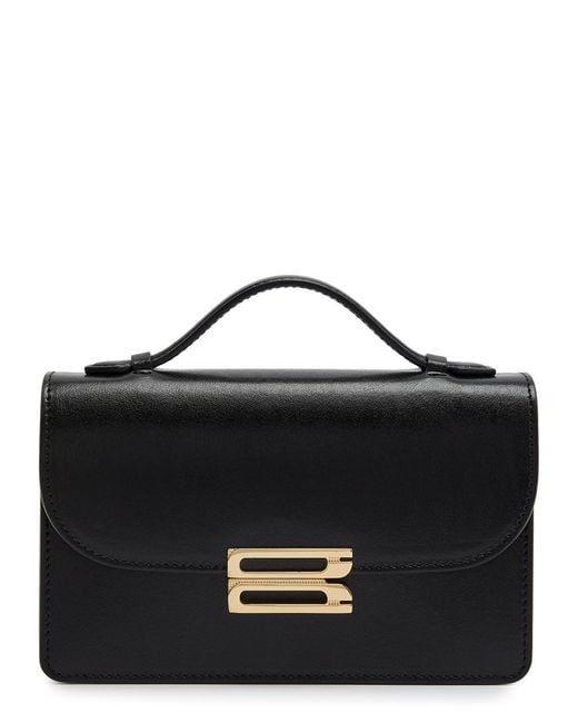 Victoria Beckham Black Dorian Mini Grained-Leather Top Handle Bag