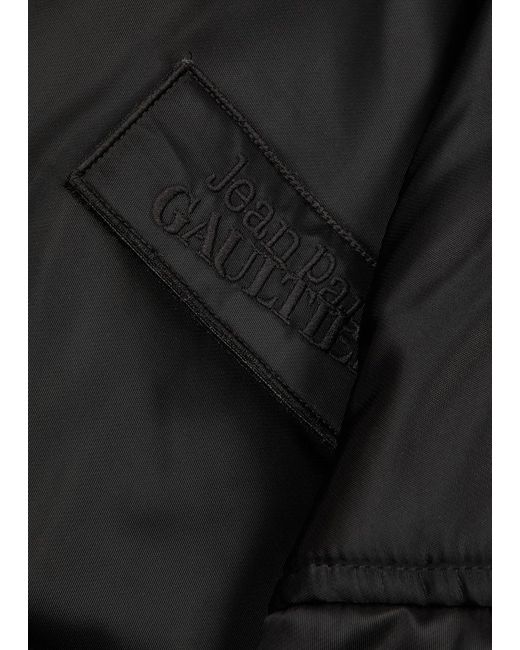 Jean Paul Gaultier Black Logo-embroidered Satin Bomber Jacket