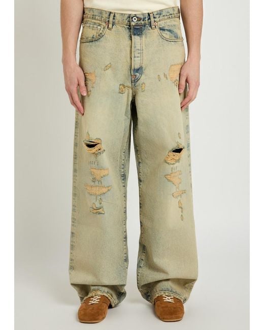 KENZO Natural Distressed Wide-Leg Jeans for men