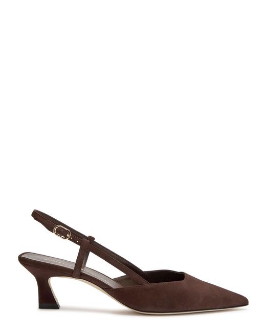 Stuart Weitzman Brown Vinnie 50 Suede Slingback Pumps