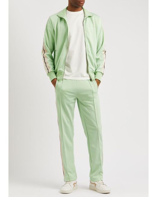 Palm Angels Green Striped Jersey Track Jacket for men