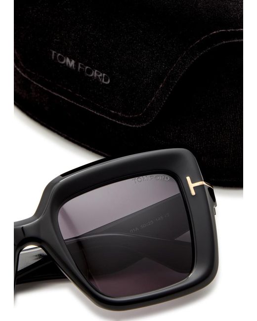 Tom Ford Black Esme Oversized Square-Frame Sunglasses