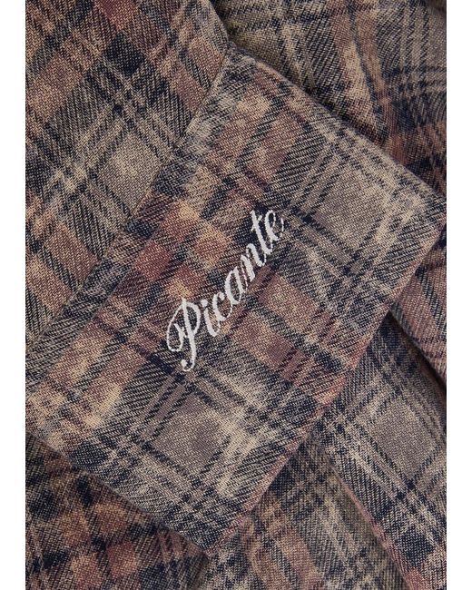 Picante Brown Rocco Checked Cotton Shirt for men