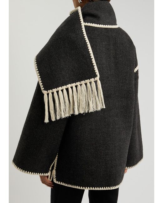 Totême Black Attached Scarf Wool Jacket