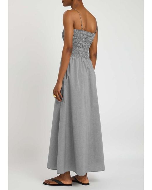 Faithfull The Brand Gray Lida Checked Cotton Maxi Dress