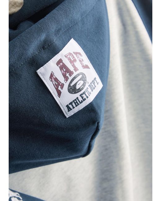 Aape Blue College Colour-Block Hooded Sweatshirt for men