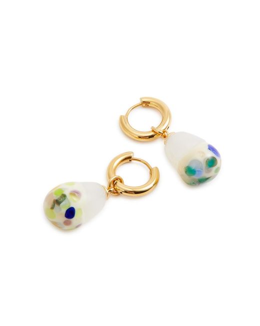 SANDRALEXANDRA White Baroque Pearl 18kt Gold-plated Hoop Earrings