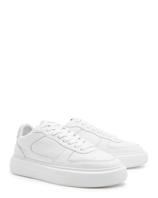 Cleens White Court Grained Leather Sneakers for men