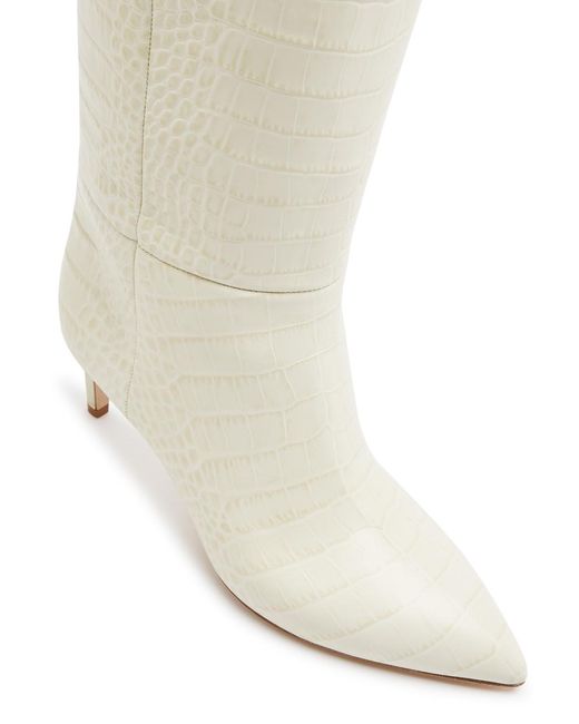 Paris Texas White 60 Crocodile-effect Leather Knee-high Boots