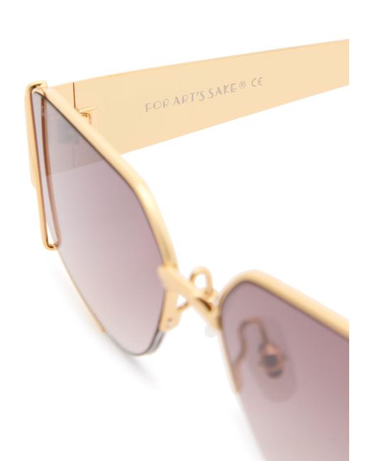 For Art's Sake Pink Talia 18Kt-Plated Rectangle-Frame Sunglasses