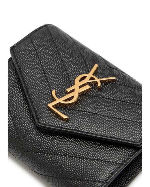 Saint Laurent Black Logo-Plaque Quilted Envelope Wallet