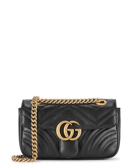 Gucci Gray Gg Marmont Mini Leather Cross-Body Bag