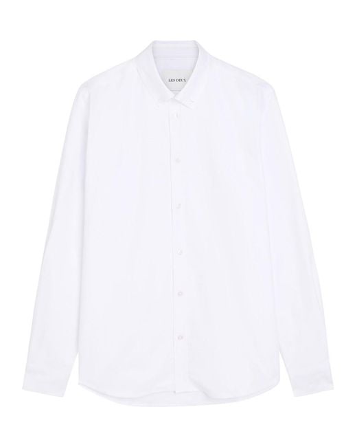 Les Deux White Konrad Oxford Stretch-Cotton Shirt for men