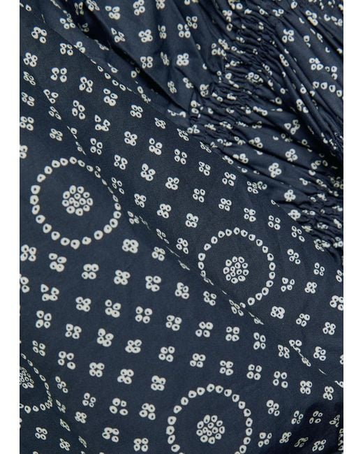 Matteau Blue Printed Cotton-Poplin Midi Dress