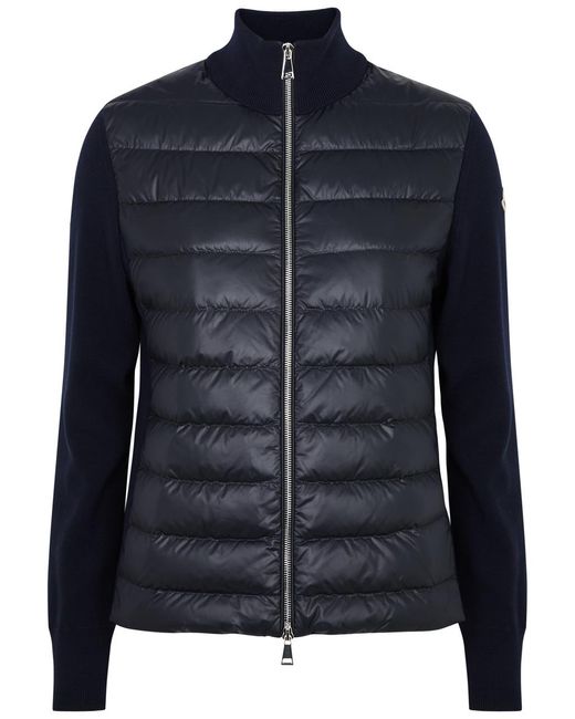 Moncler Black Quilted Shell And Wool Jacket