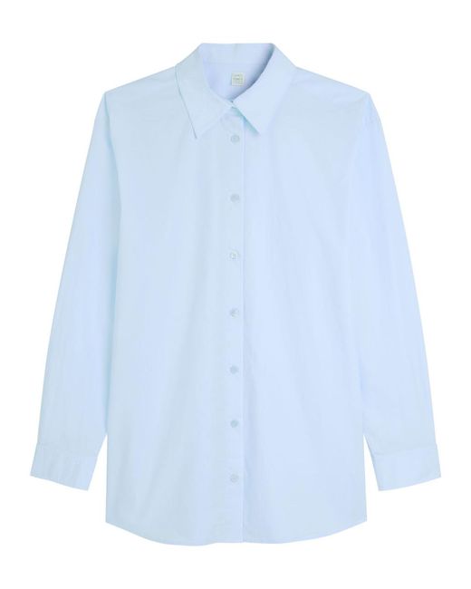 Totême Blue Classic Tumbled Cotton-Poplin Shirt